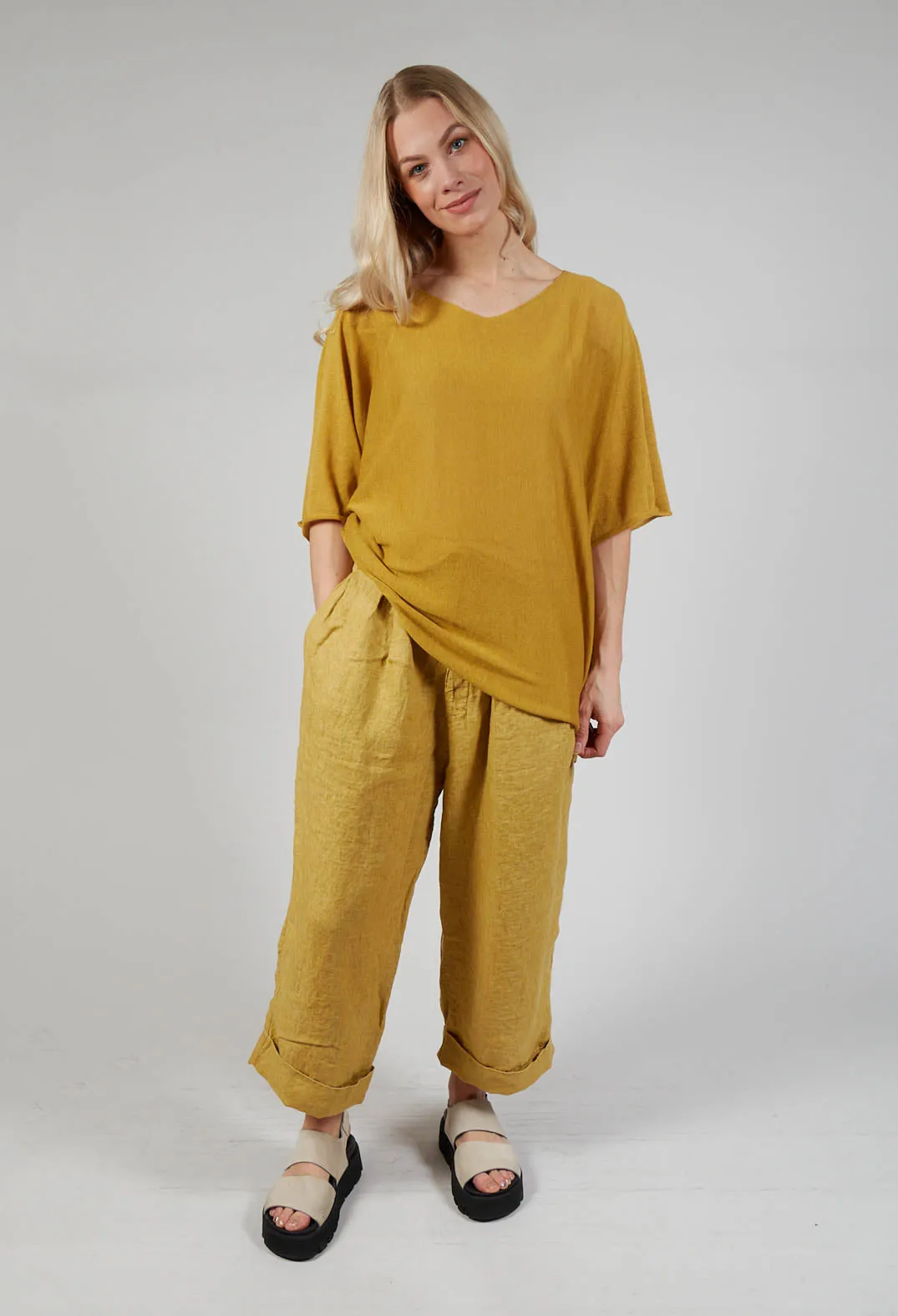 Linen Bragoni Trousers in Sun Yellow