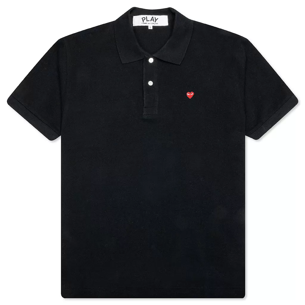 Little Red Heart Polo Shirt - Black