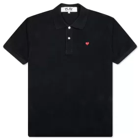 Little Red Heart Polo Shirt - Black