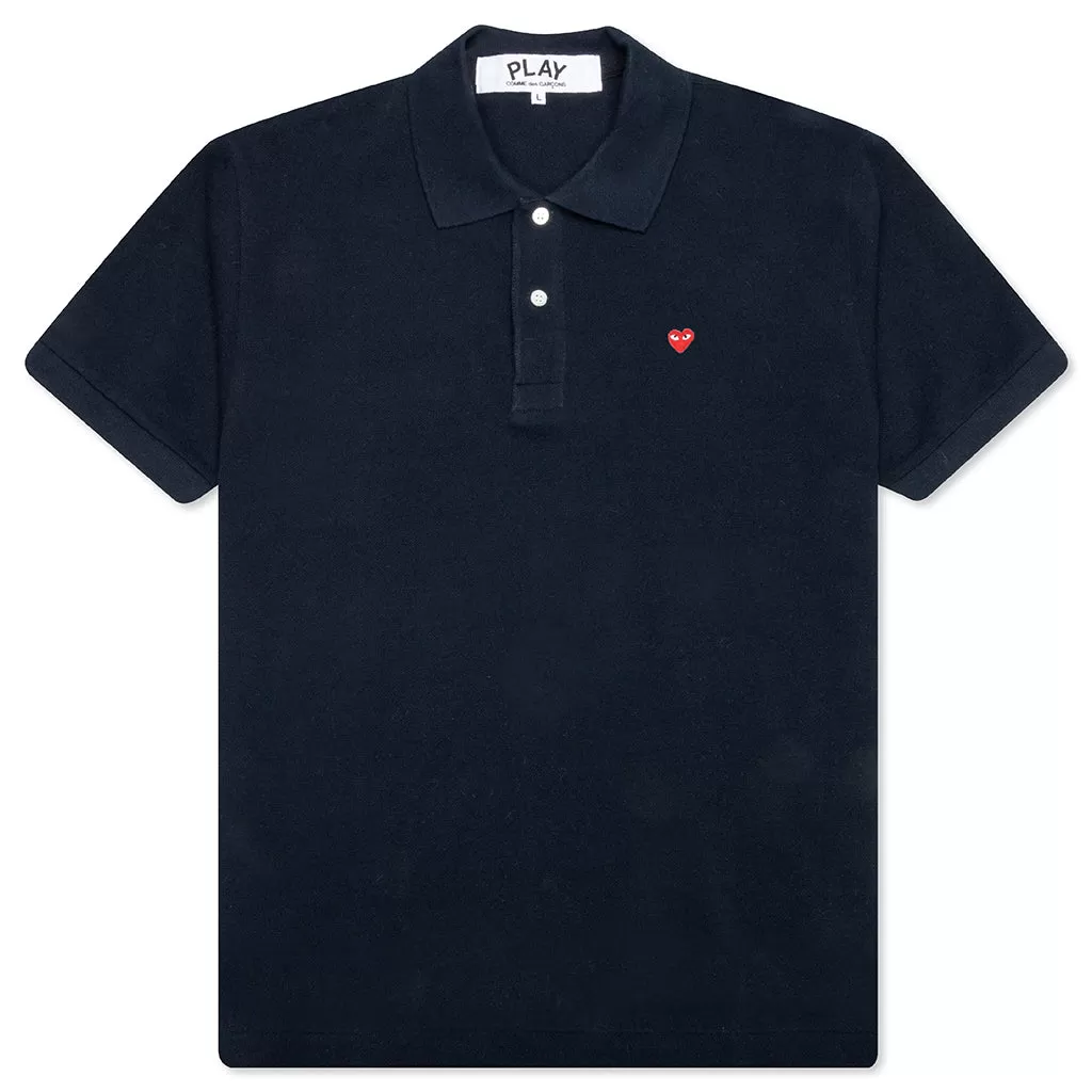 Little Red Heart Polo Shirt - Navy