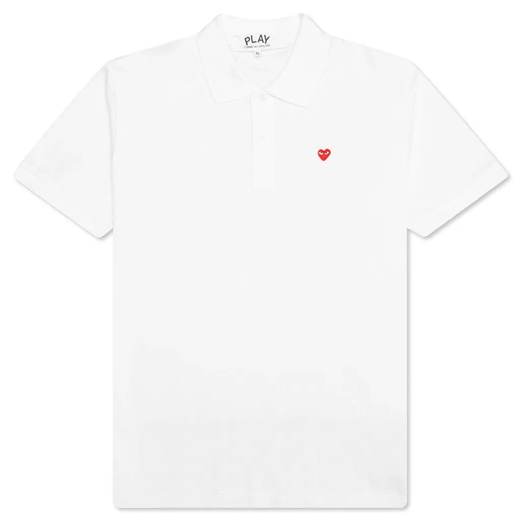 Little Red Heart Polo Shirt - White