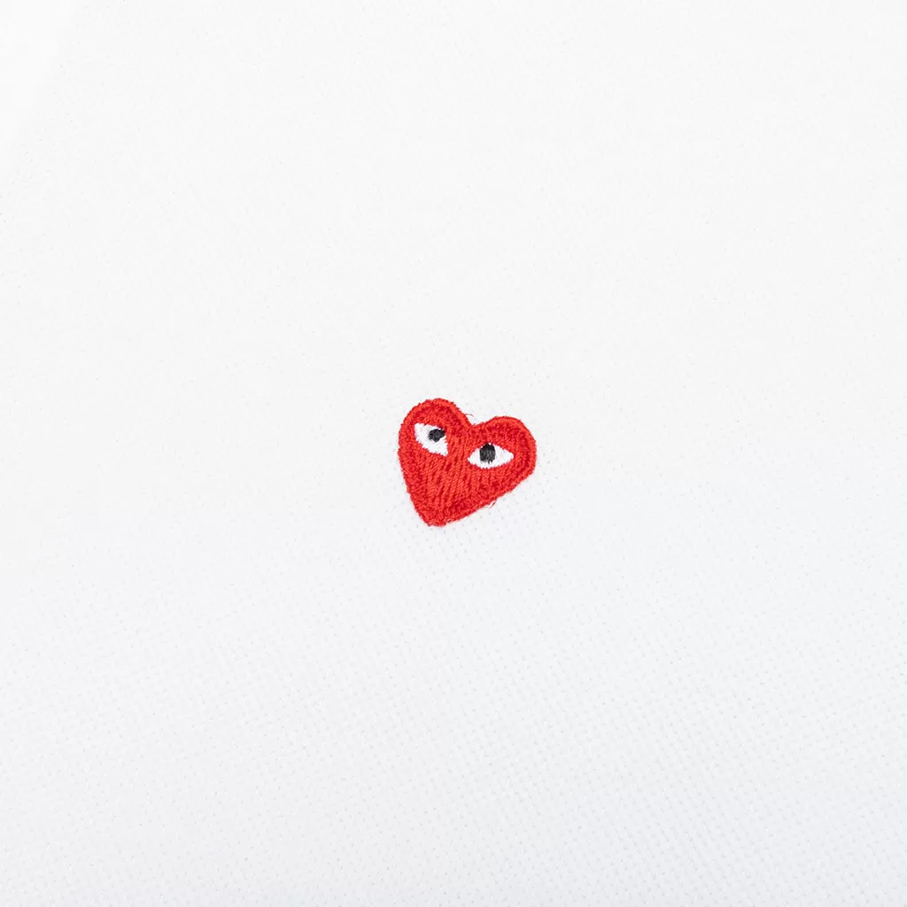 Little Red Heart Polo Shirt - White