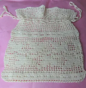 LOVELY Antique Wedding Purse ,Hand Crochet Bag, Bridal Drawstring Reticule, Crocheted Purse, Regency Antebellum Downton Abbey St