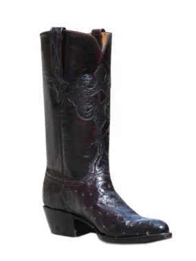 Lucchese L1182.24 Mens Classic Quill Ostrich Western Boots Black Cherry