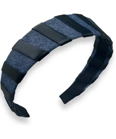 Maison Laurette Women's Blue / Black Denim And Leather Headband