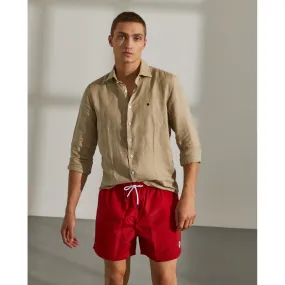 Man's regular fit swim shorts with elastic waistband and drawstring