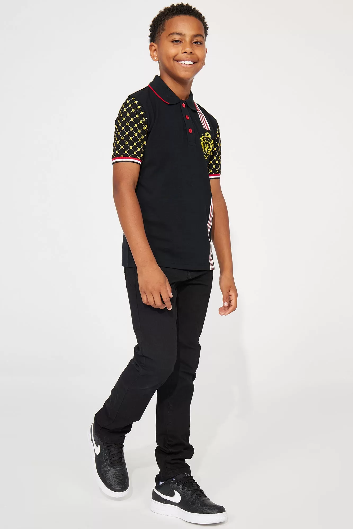 Mini Harry Racing Pique Polo - Black