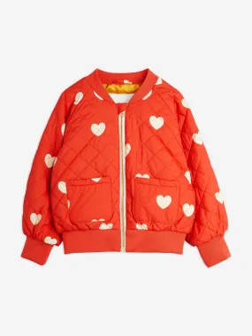 Mini Rodini Girls Hearts Baseball Jacket in Red