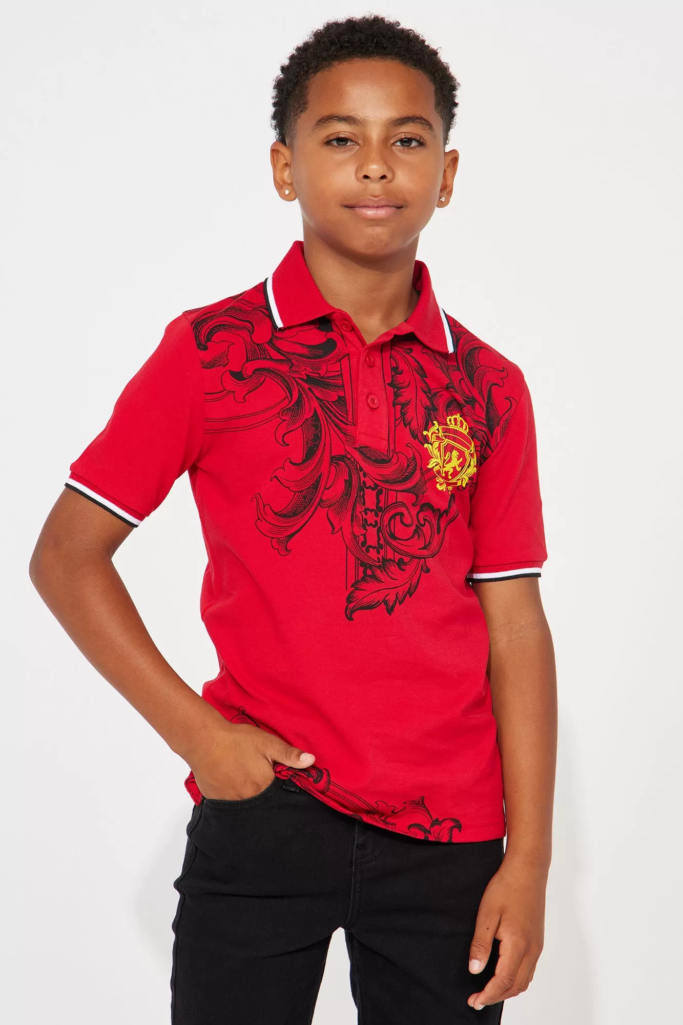 Mini Ronaldo Royal Pique Polo - Red