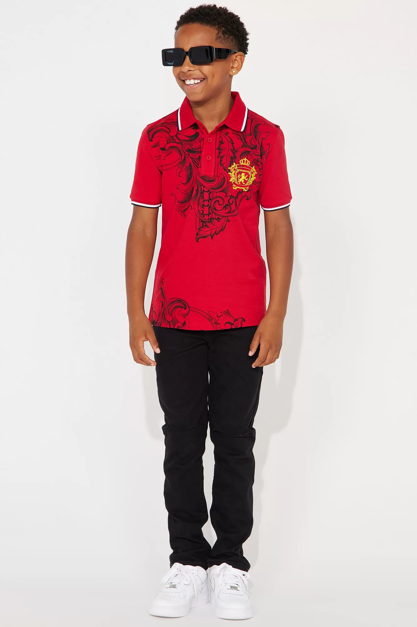 Mini Ronaldo Royal Pique Polo - Red