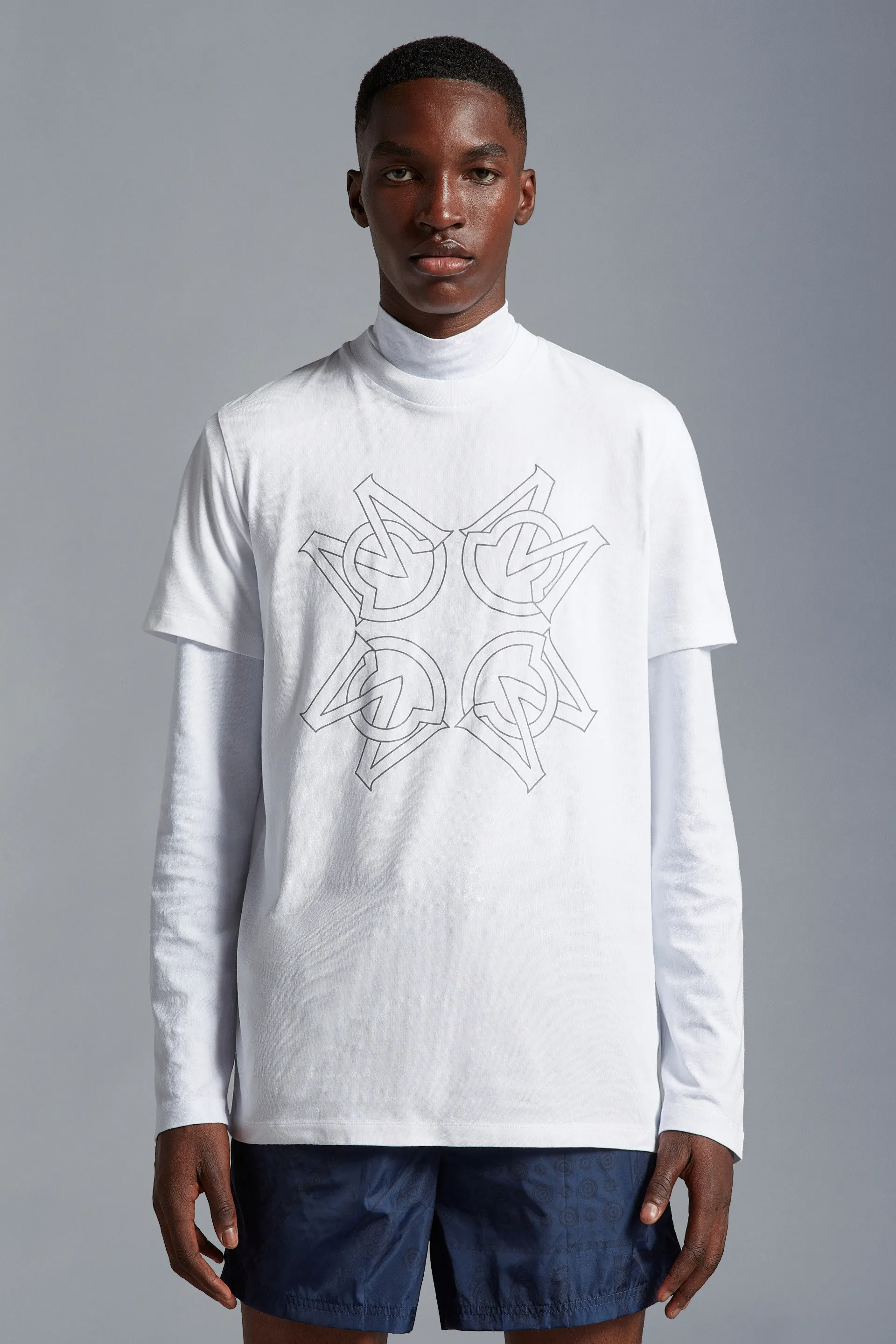 MONCLER  |Crew Neck Street Style Short Sleeves Logo