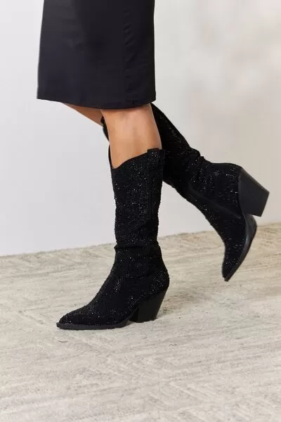 Moonlight at Midnight Rhinestone Knee High Cowboy Boots