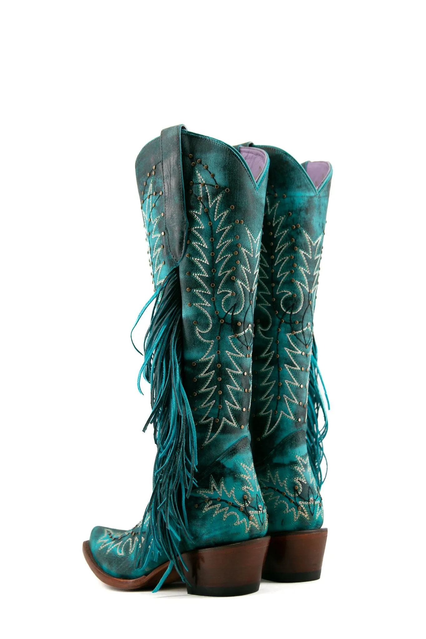 Nami Fringe Monett Turqueza Tall Snip Toe Cowgirl Boot FINAL SALE