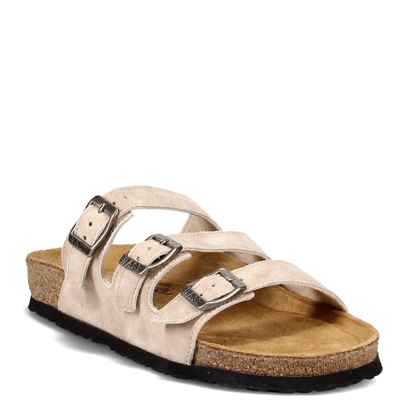 Naot Womens Austin Three Strap Sandal- Sand Stone Suede