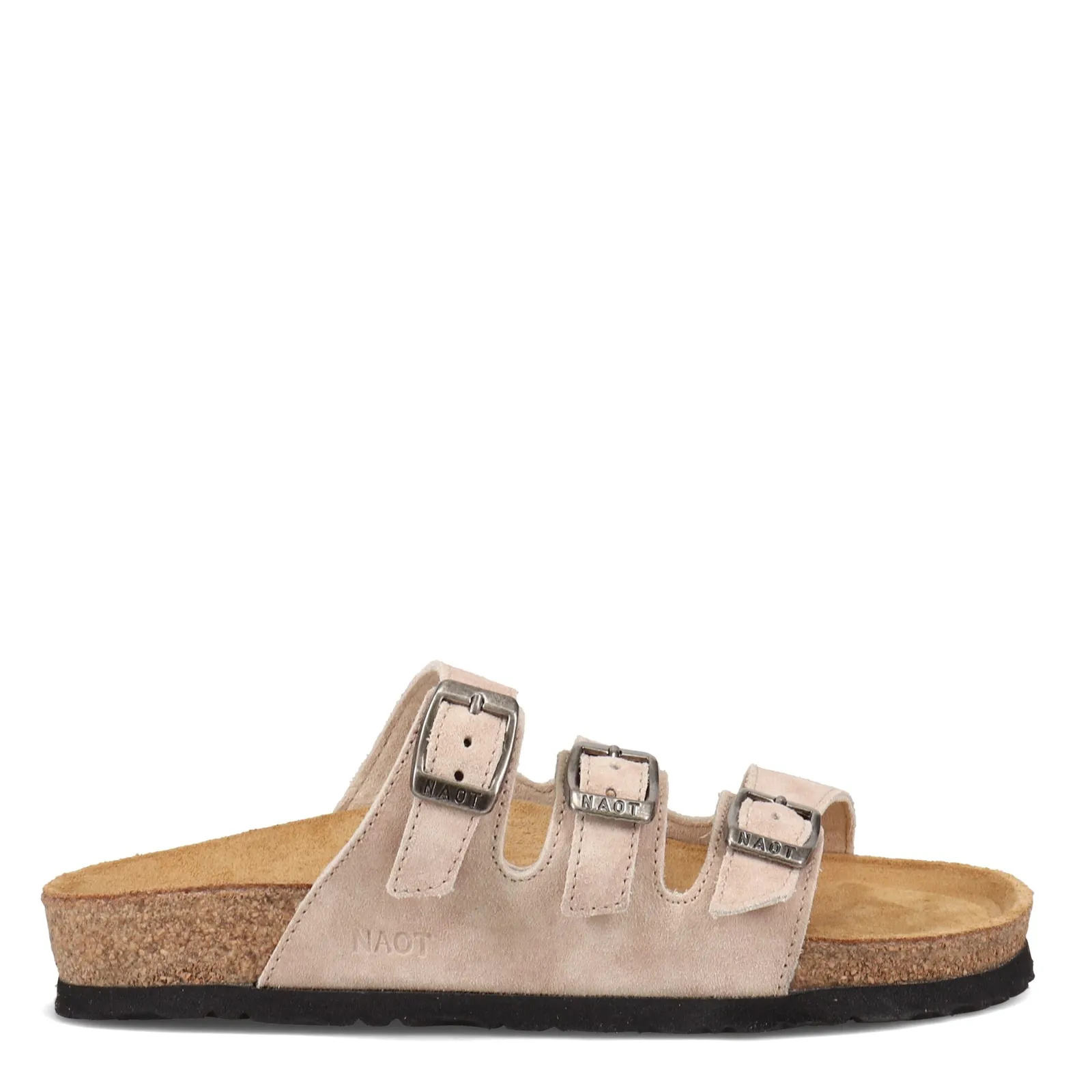 Naot Womens Austin Three Strap Sandal- Sand Stone Suede