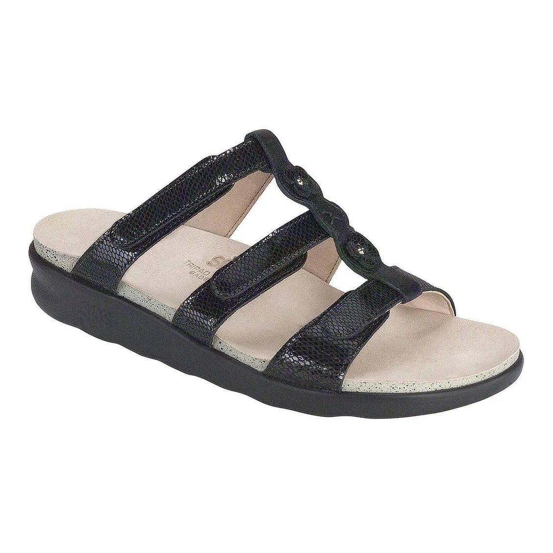 Naples (Black Snake) Slide Sandal