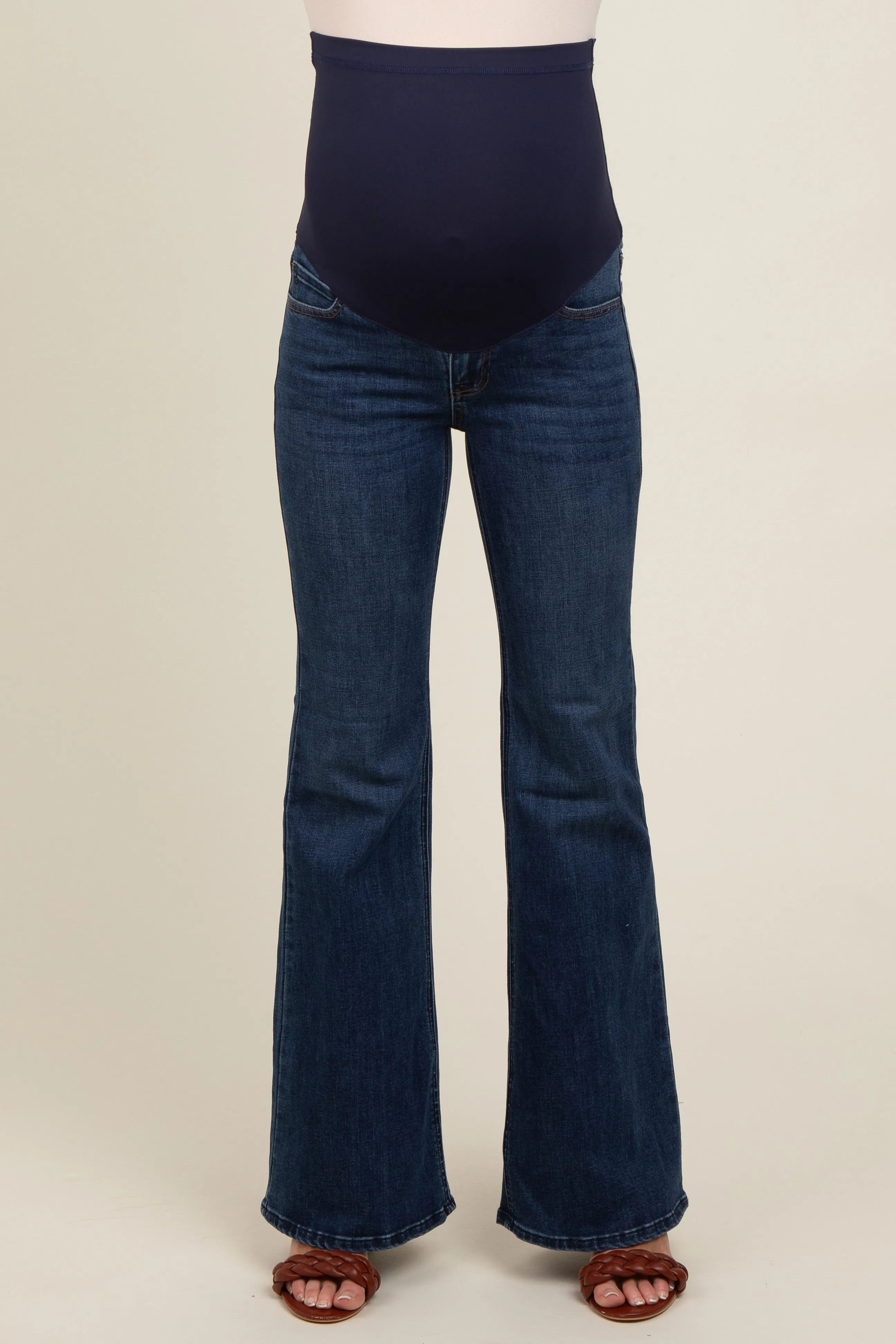 Navy Blue Flare Leg Maternity Jeans