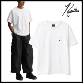 Needles  |Crew Neck Cotton Short Sleeves Logo Crew Neck T-Shirts