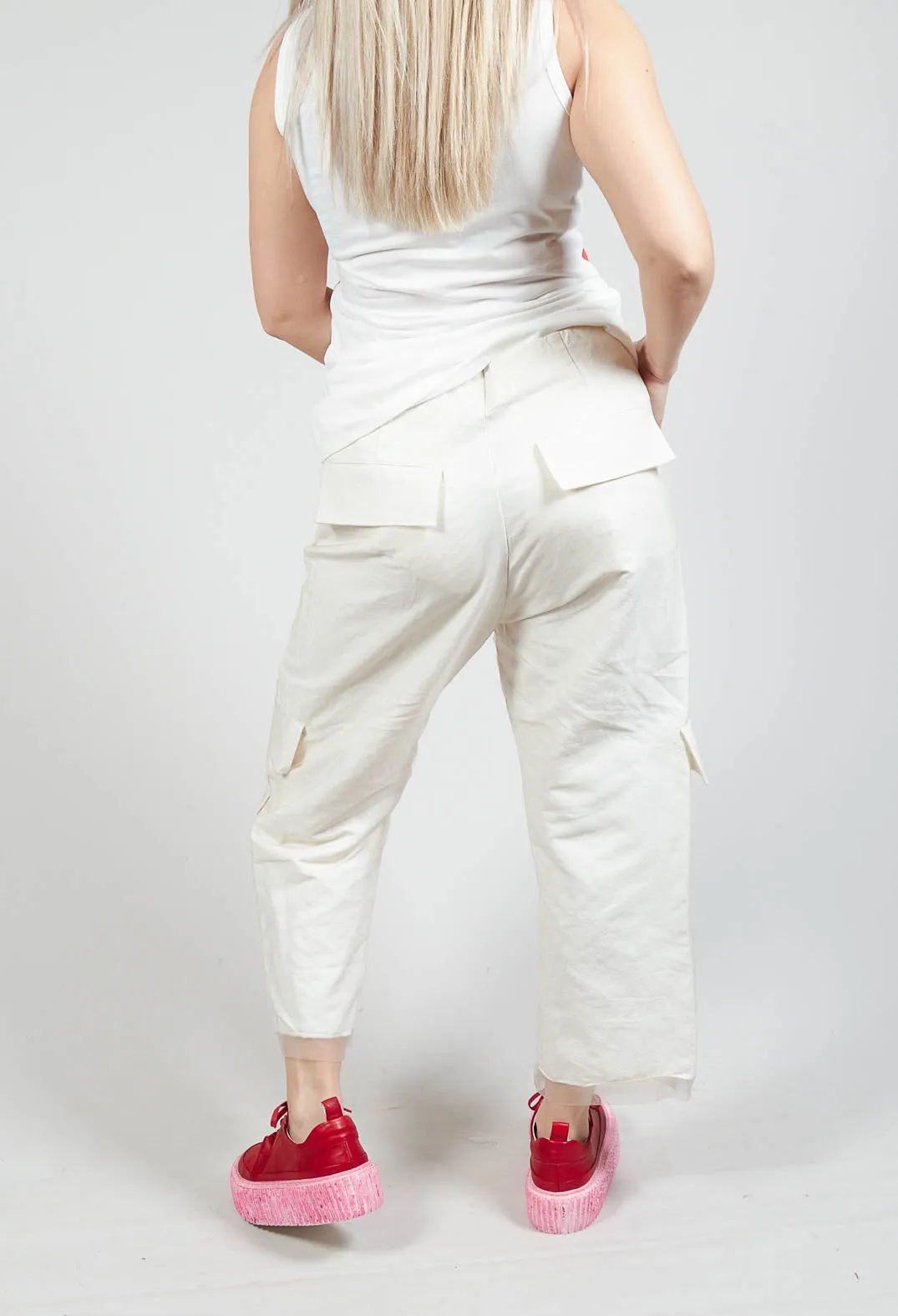 Netted Overlay Trousers in Straw Cloud