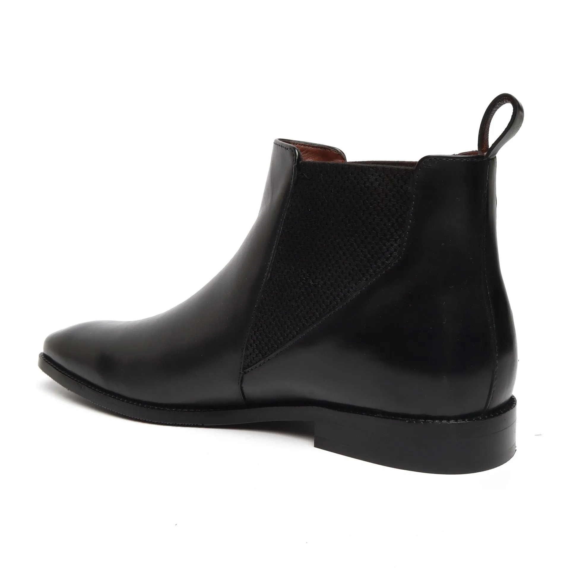 New shape Black Leather Chelsea Boot by Brune & Bareskin with a Stylish Sharp Elastic Design