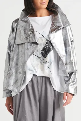 Nylon Cropped Asymmetrical Jacket in Marble