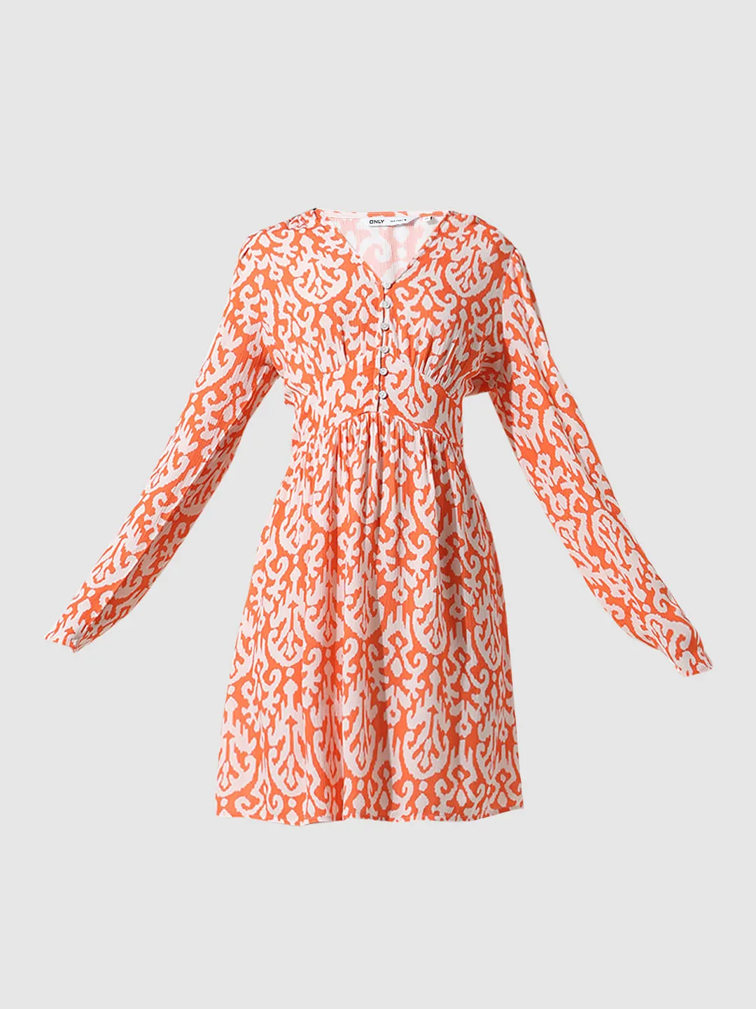 Orange Printed Fit & Flare Dress