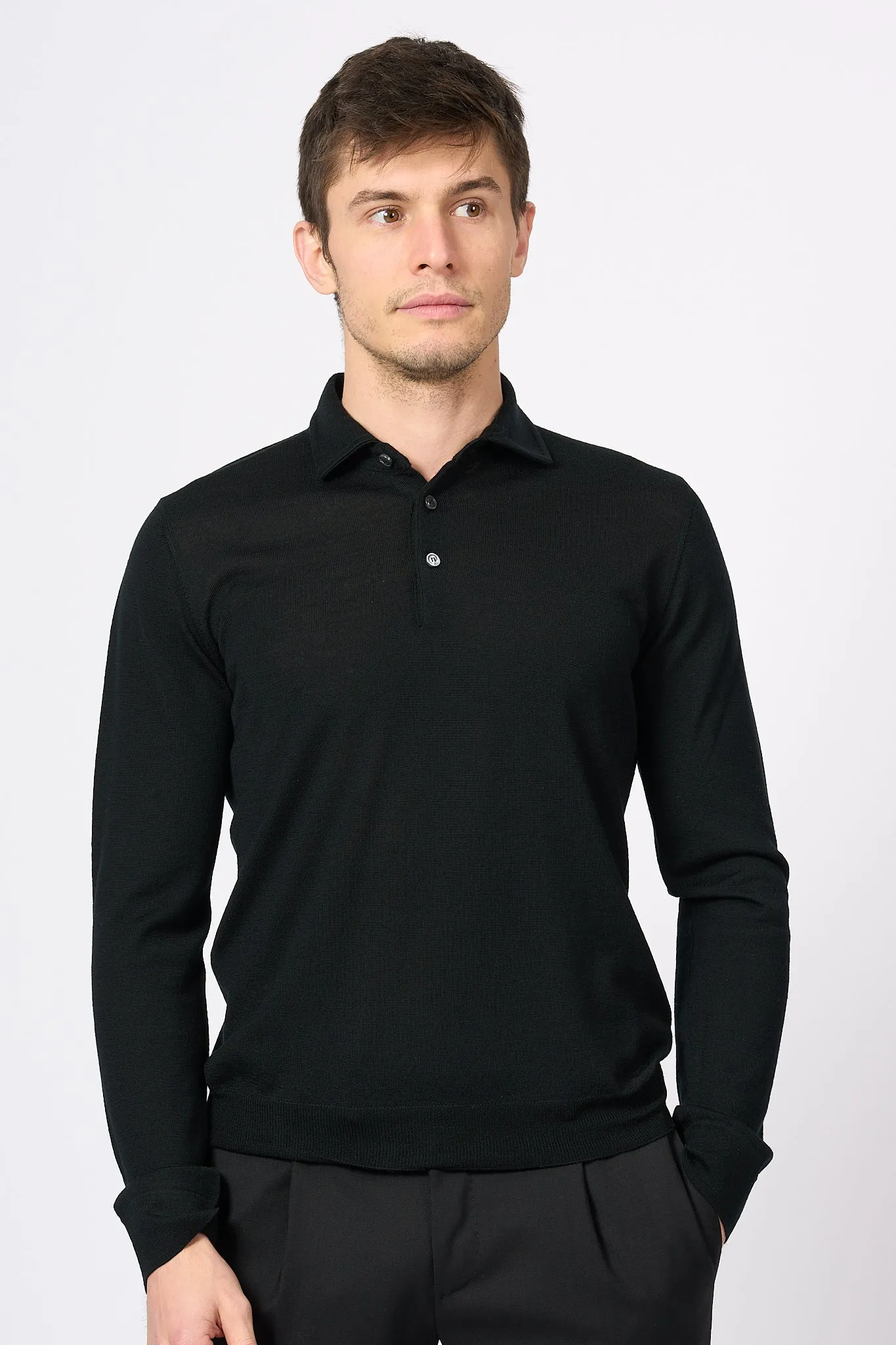 Ottaviani Polo in Lana Nero Uomo