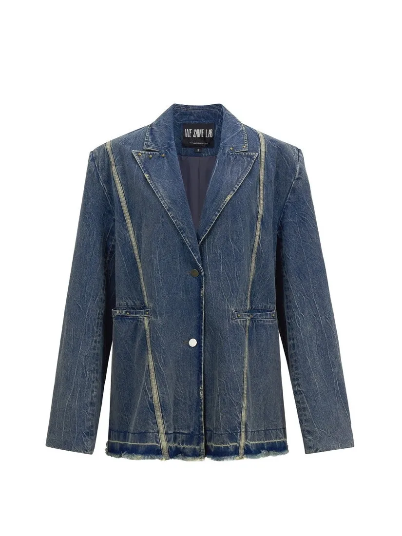 Oversize Casual Retro Tassel Denim-Jacket