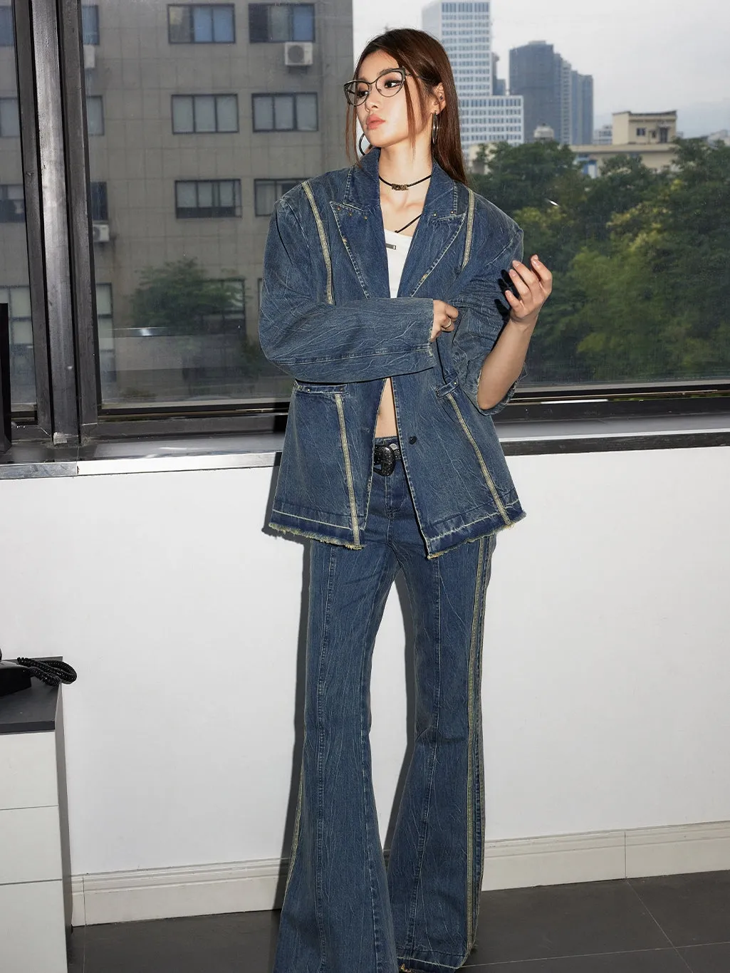 Oversize Casual Retro Tassel Denim-Jacket