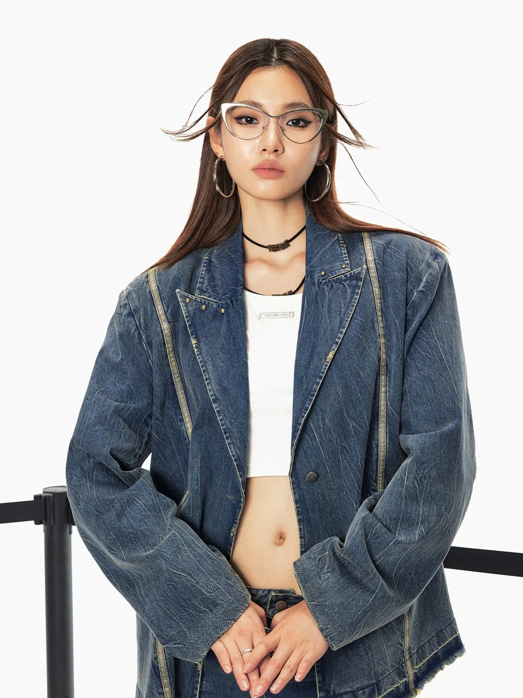 Oversize Casual Retro Tassel Denim-Jacket