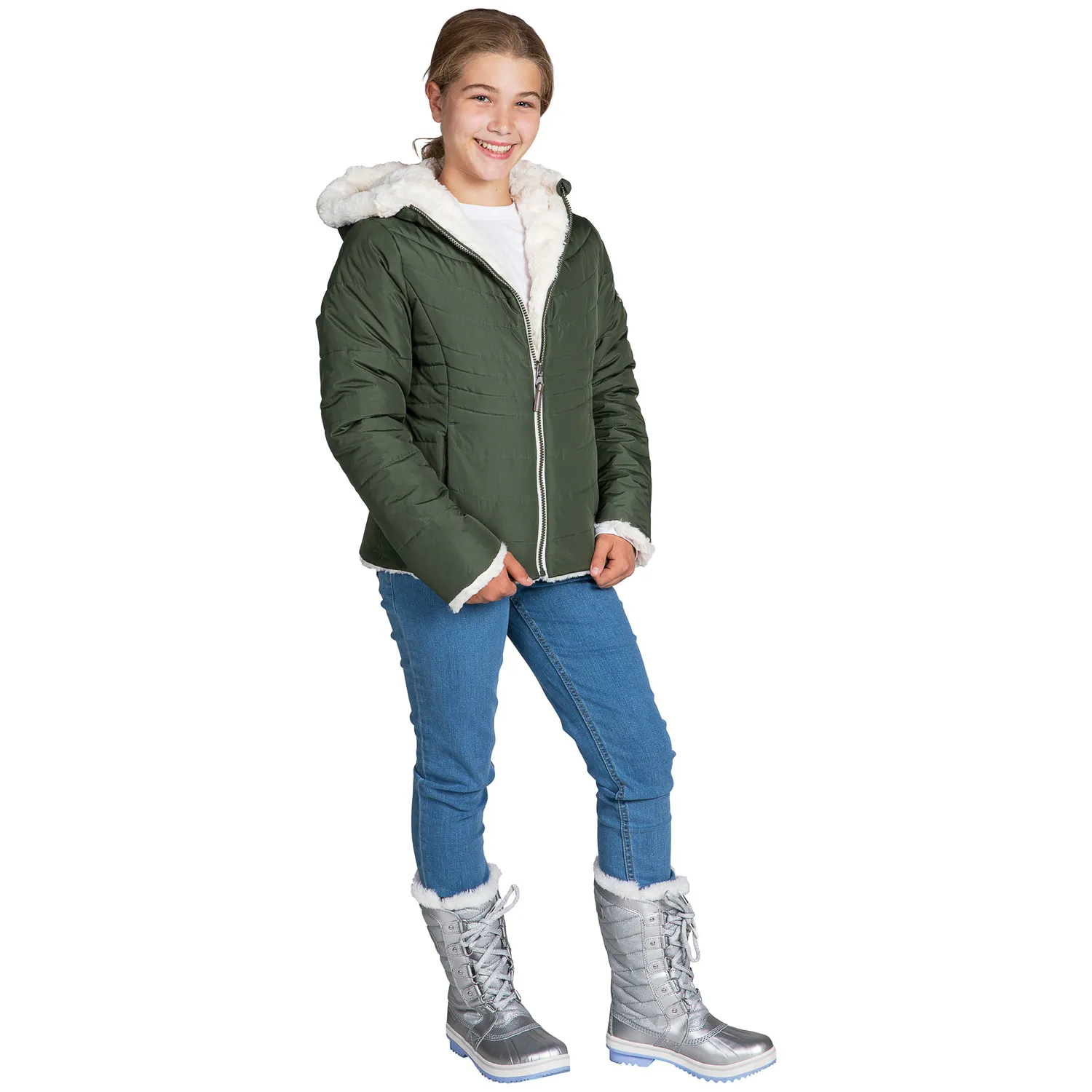 Pacific Trail Girls' Quilted Reversible Jacket