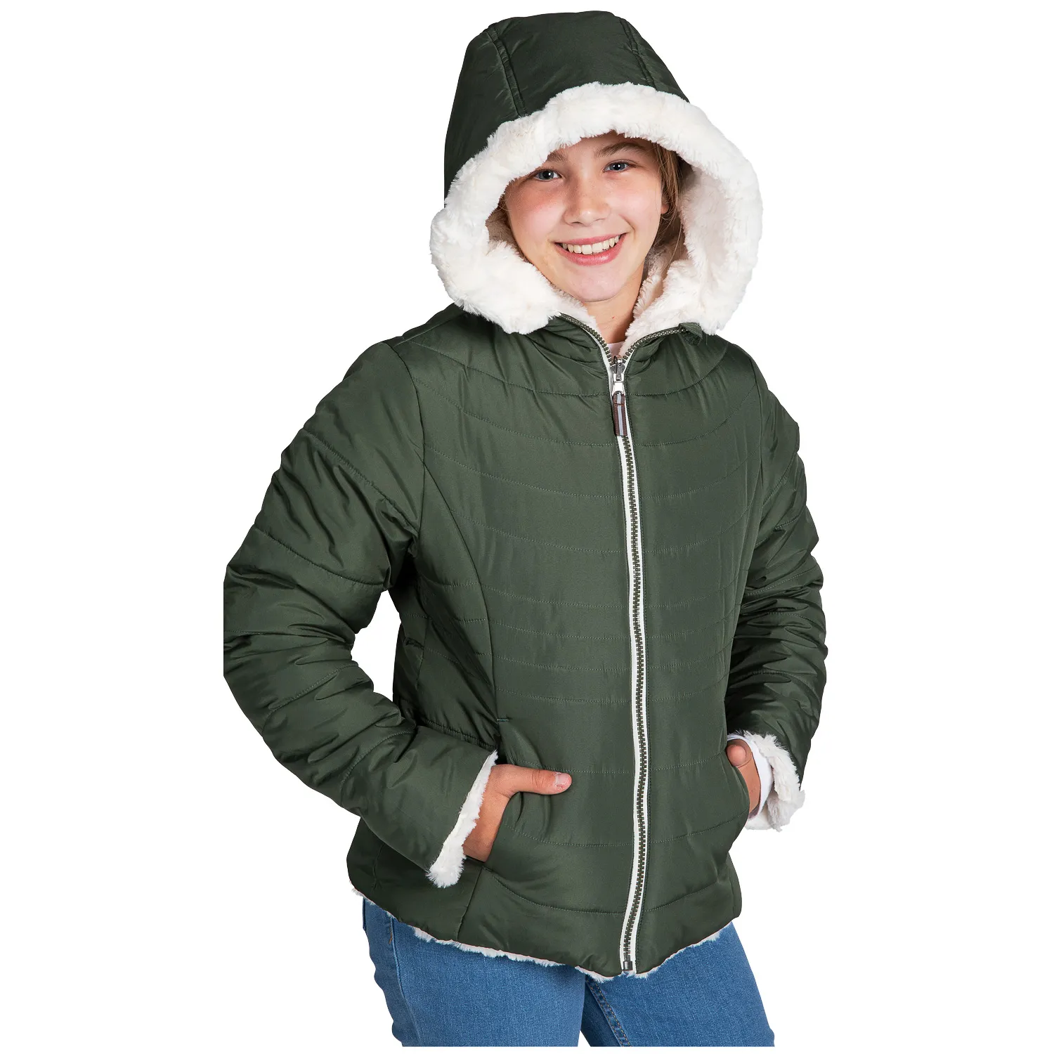 Pacific Trail Girls' Quilted Reversible Jacket