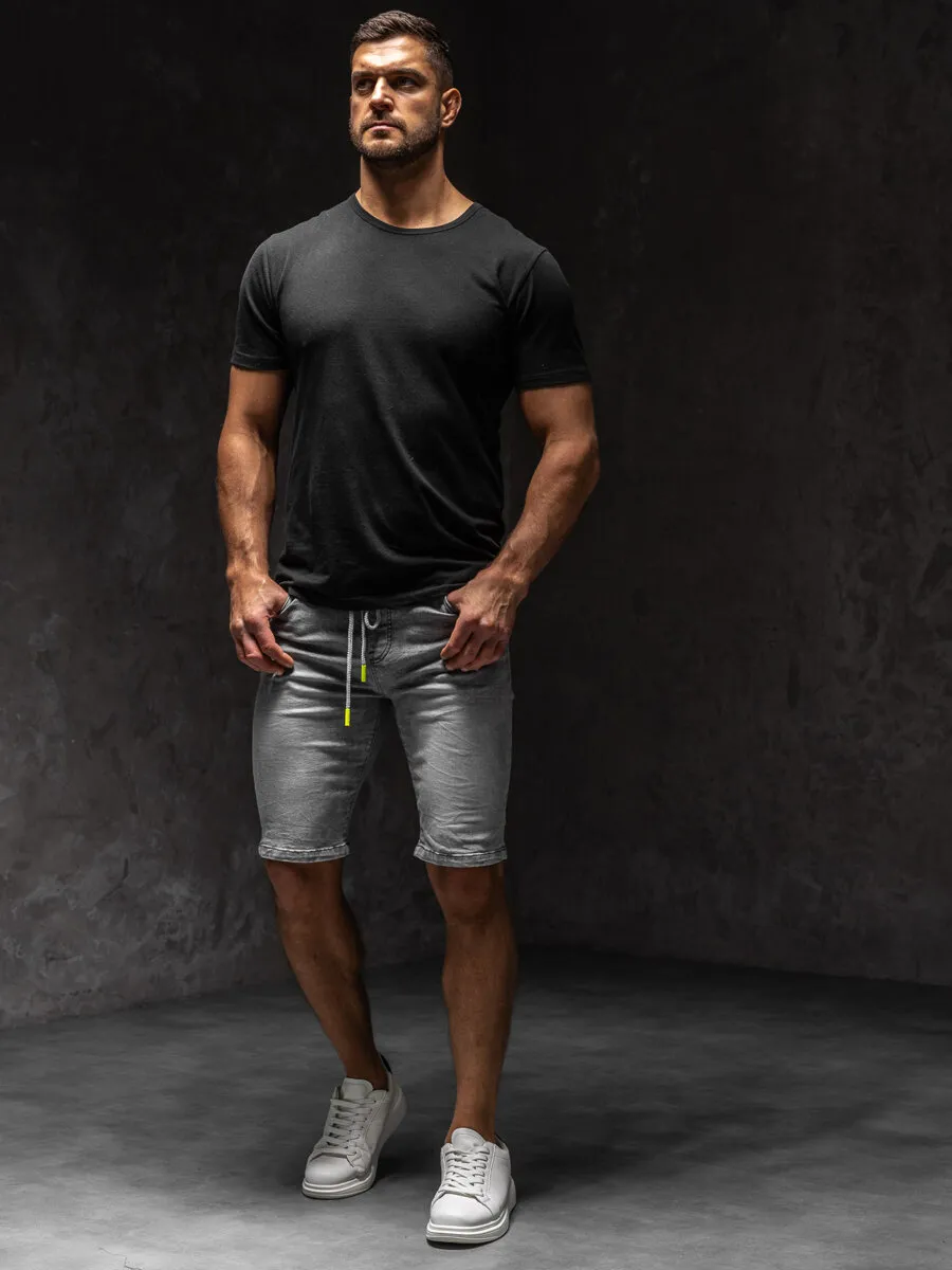 Pantaloncini in denim da uomo grigio Bolf TF235A1