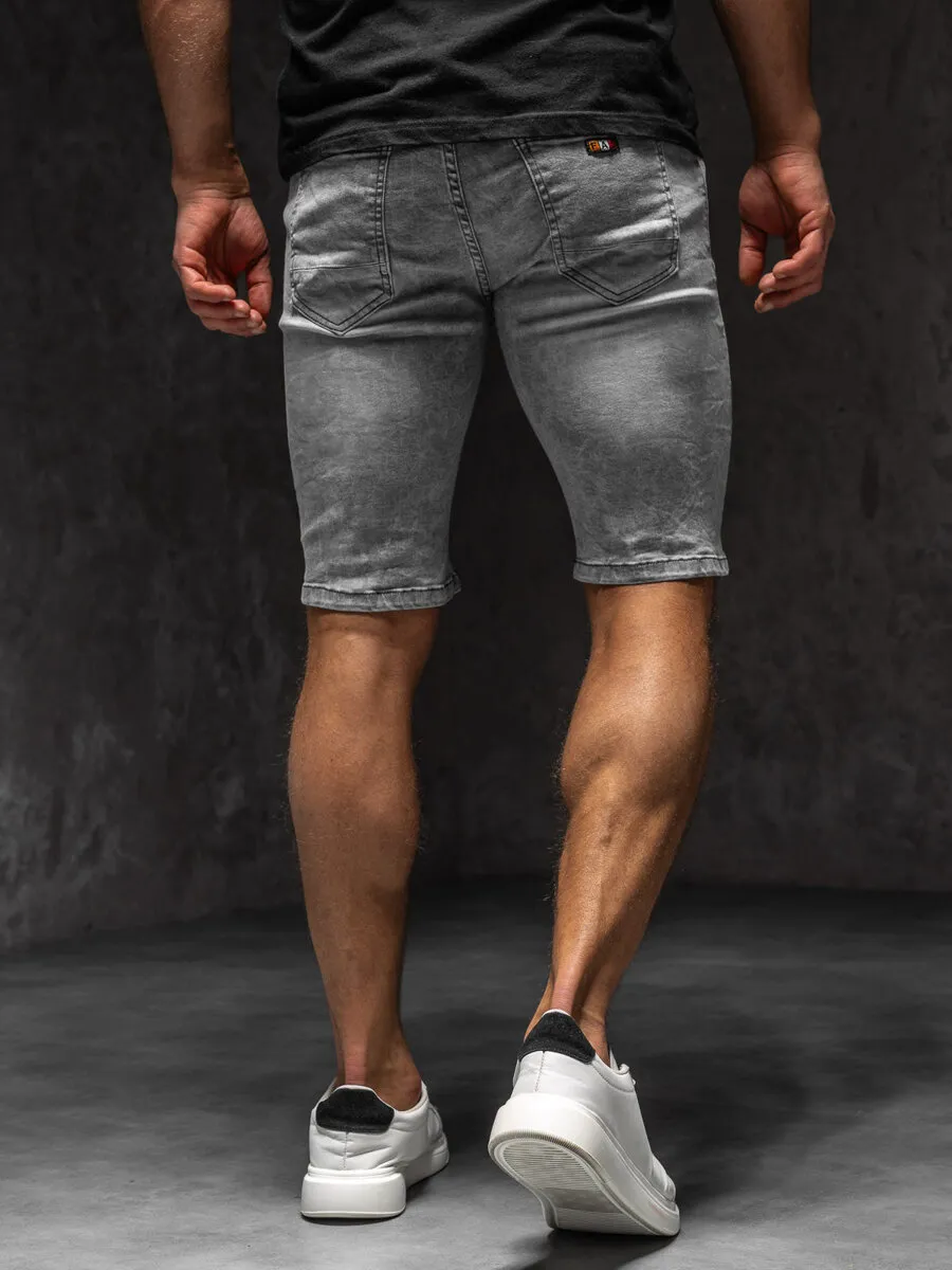 Pantaloncini in denim da uomo grigio Bolf TF235A1