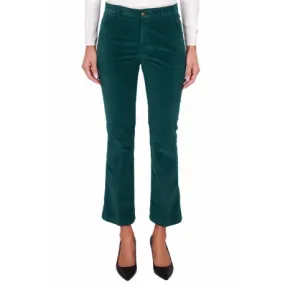 PANTALONE FLARED IN VELLUTO LISCIO, VERDE