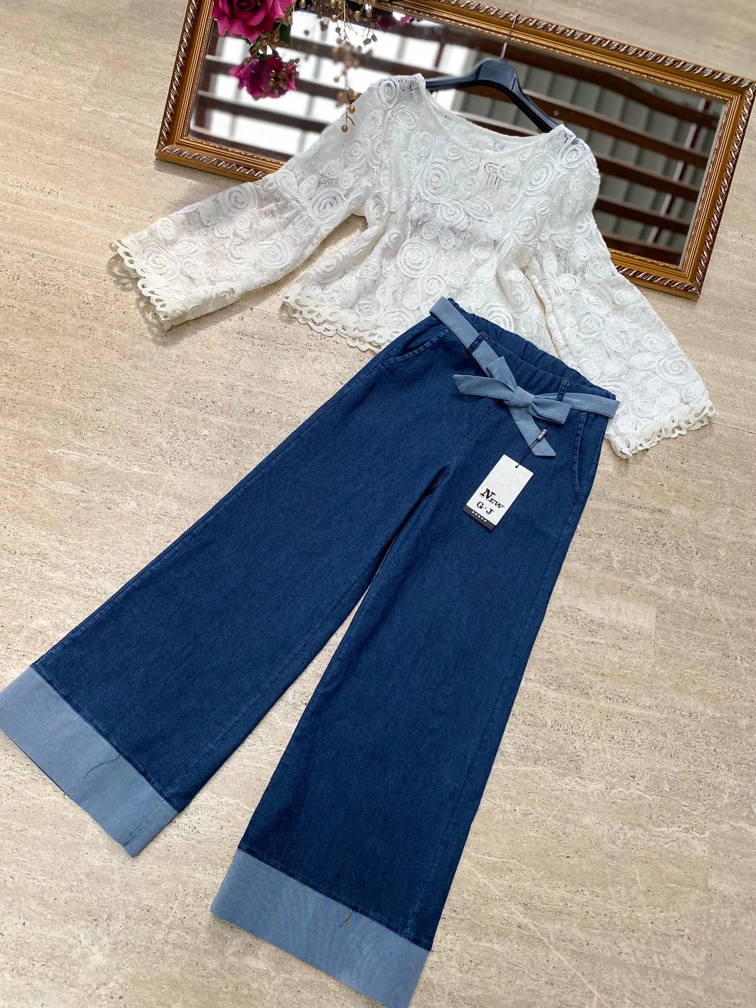 Pantaloni denim a palazzo Ivissa