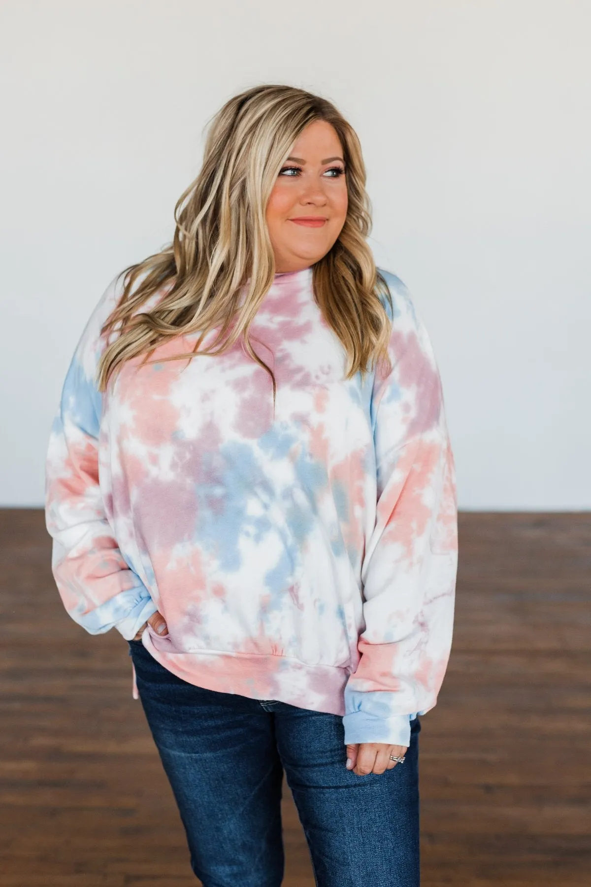 Personal Paradise Oversized Tie Dye Hoodie- Blue, Mauve, Orange