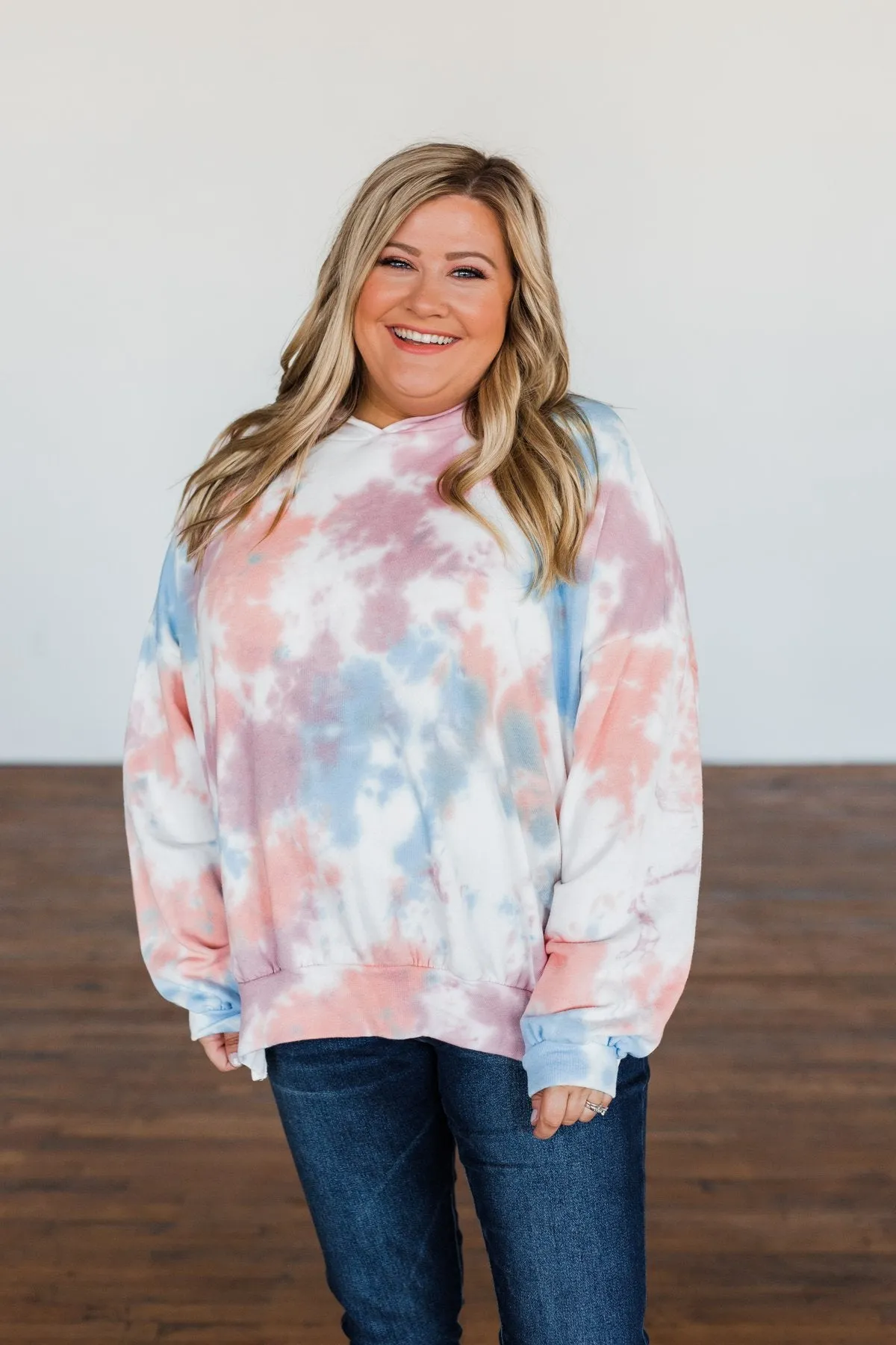 Personal Paradise Oversized Tie Dye Hoodie- Blue, Mauve, Orange