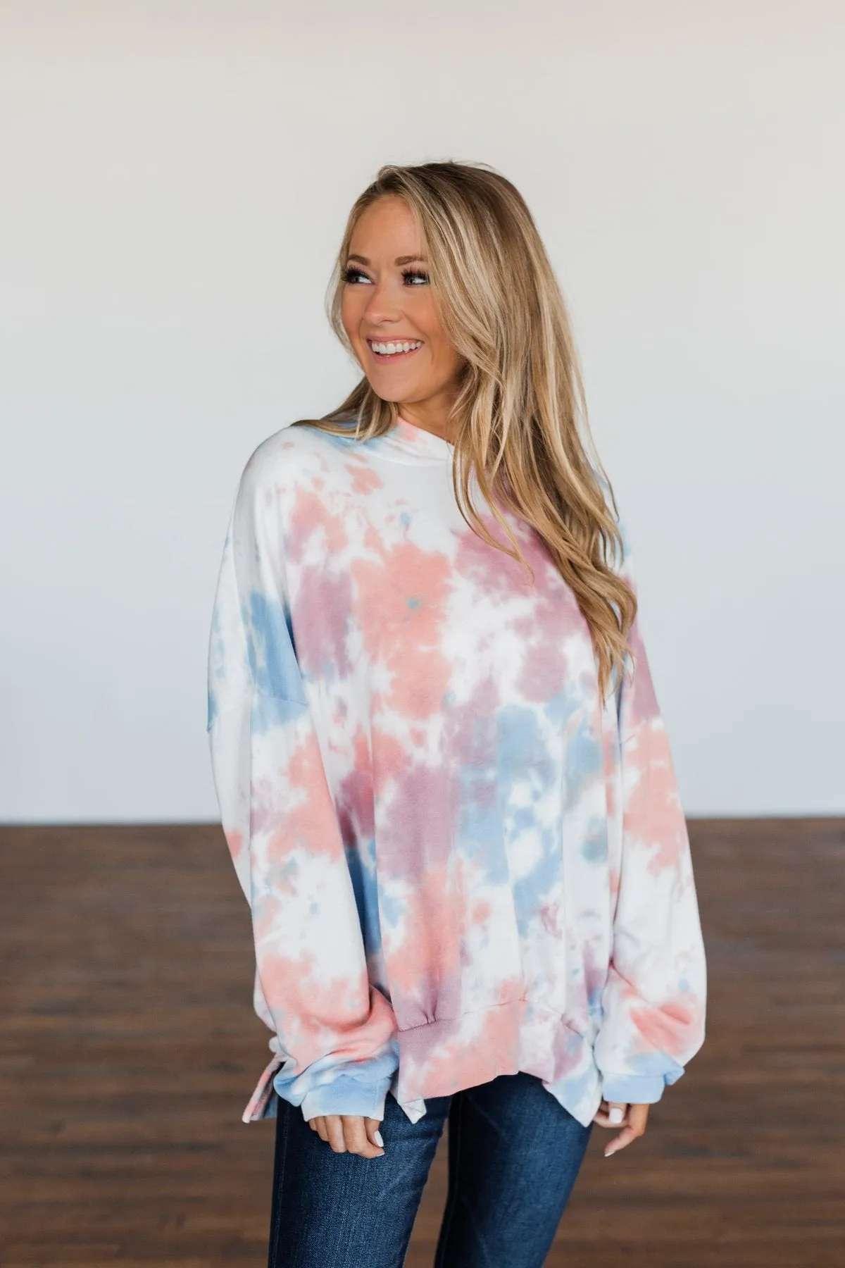 Personal Paradise Oversized Tie Dye Hoodie- Blue, Mauve, Orange