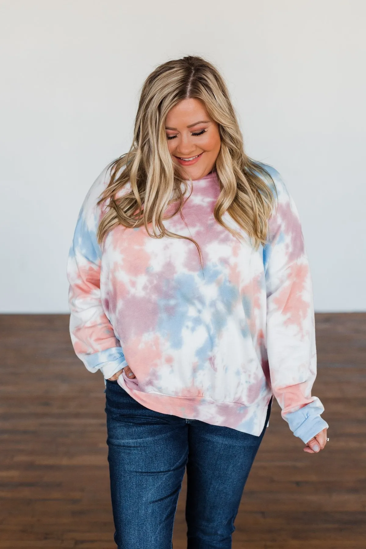 Personal Paradise Oversized Tie Dye Hoodie- Blue, Mauve, Orange