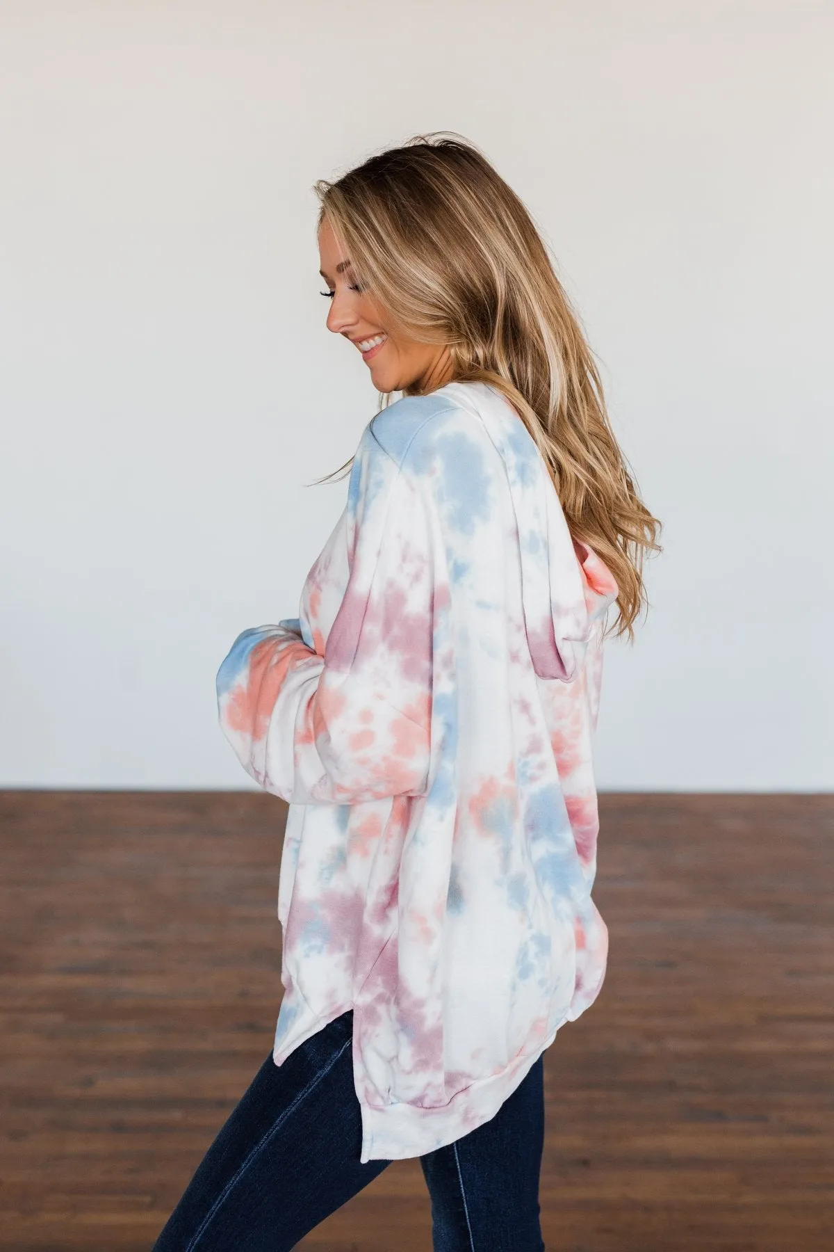 Personal Paradise Oversized Tie Dye Hoodie- Blue, Mauve, Orange