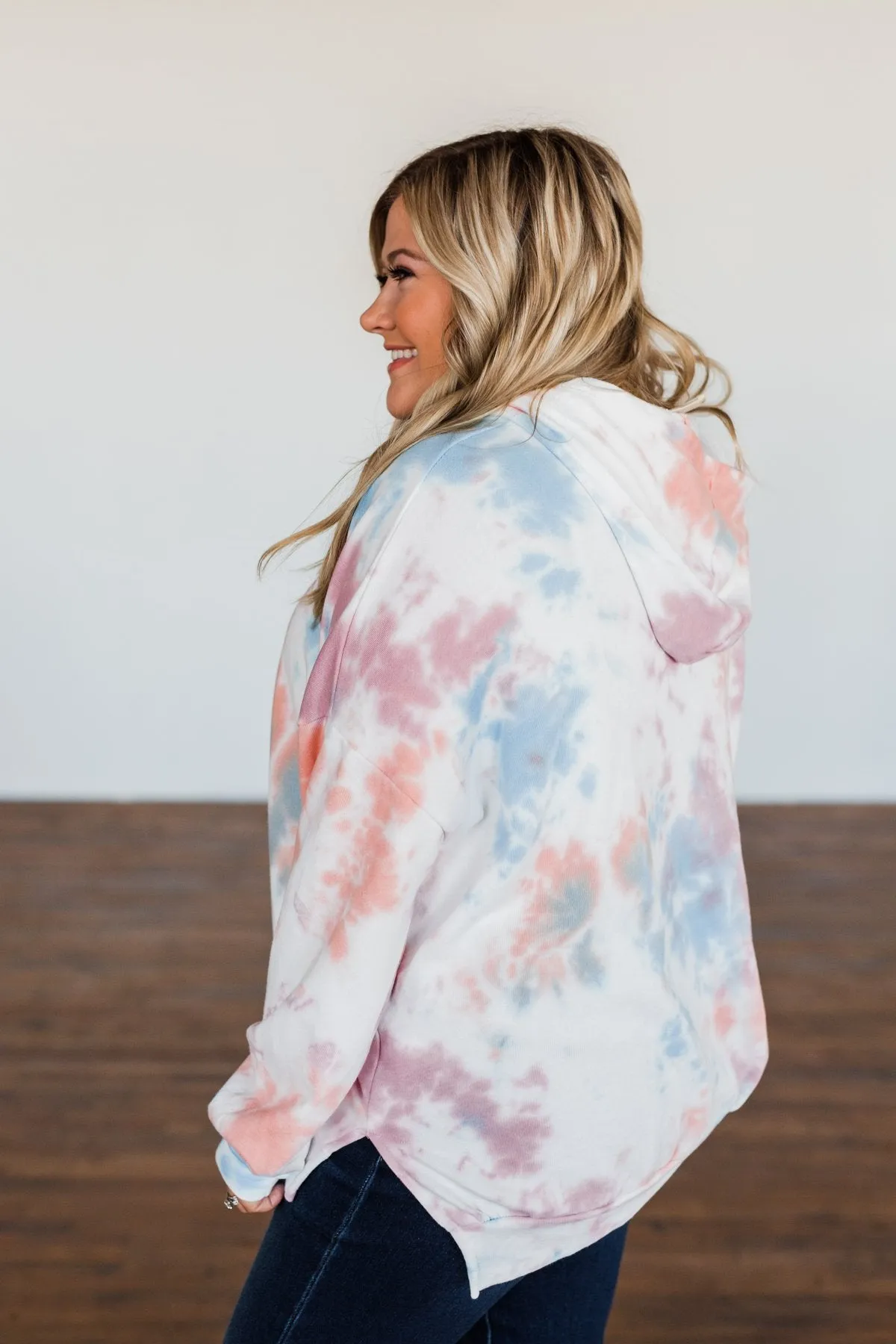 Personal Paradise Oversized Tie Dye Hoodie- Blue, Mauve, Orange