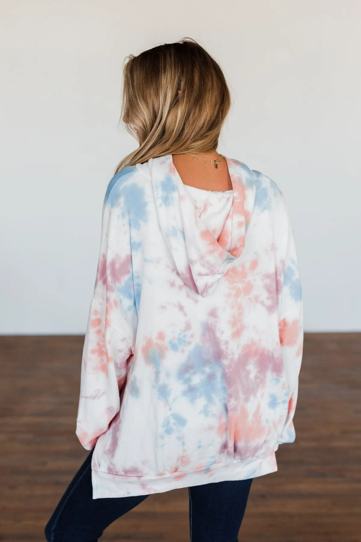 Personal Paradise Oversized Tie Dye Hoodie- Blue, Mauve, Orange