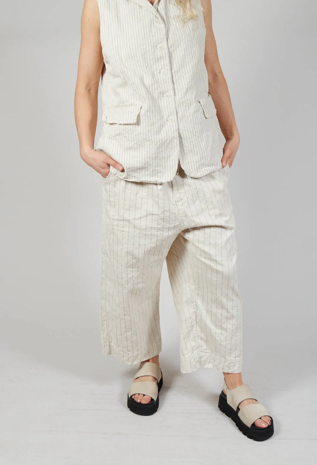 Pinstriped W&S Trousers in Natural