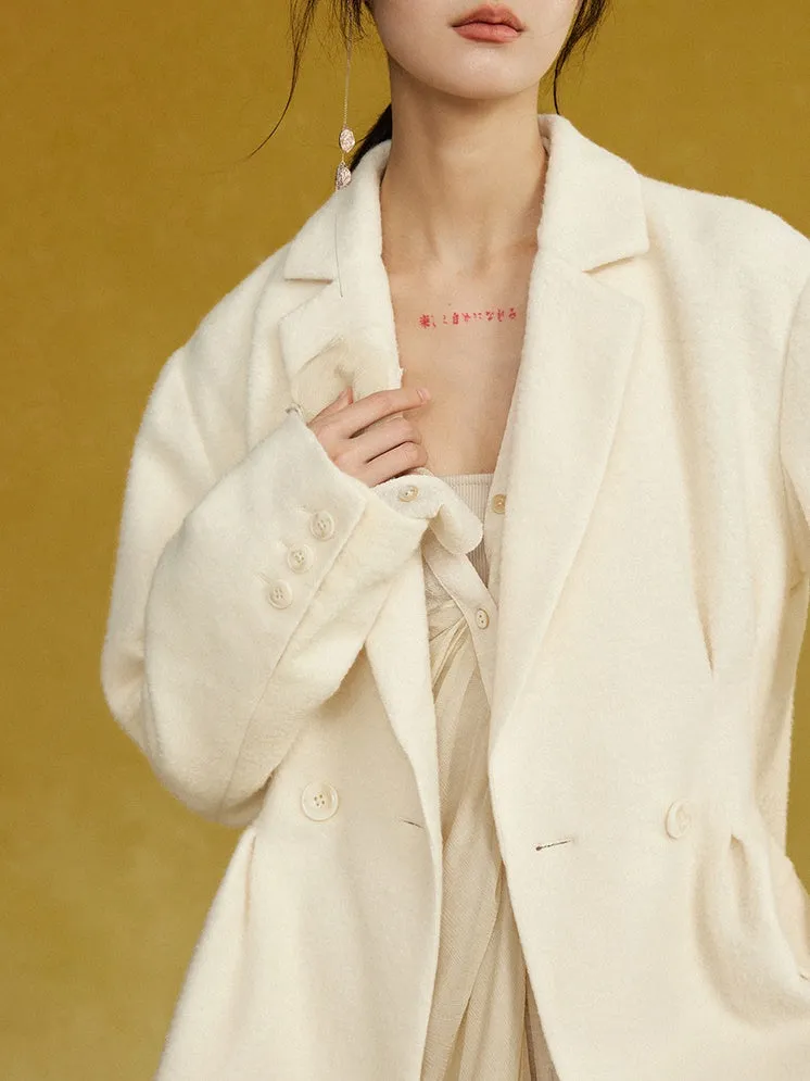 Pleated Irregular Hem Dropped Shoulder Jacket