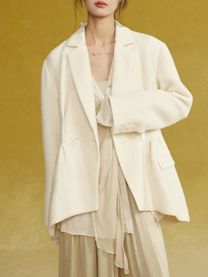 Pleated Irregular Hem Dropped Shoulder Jacket