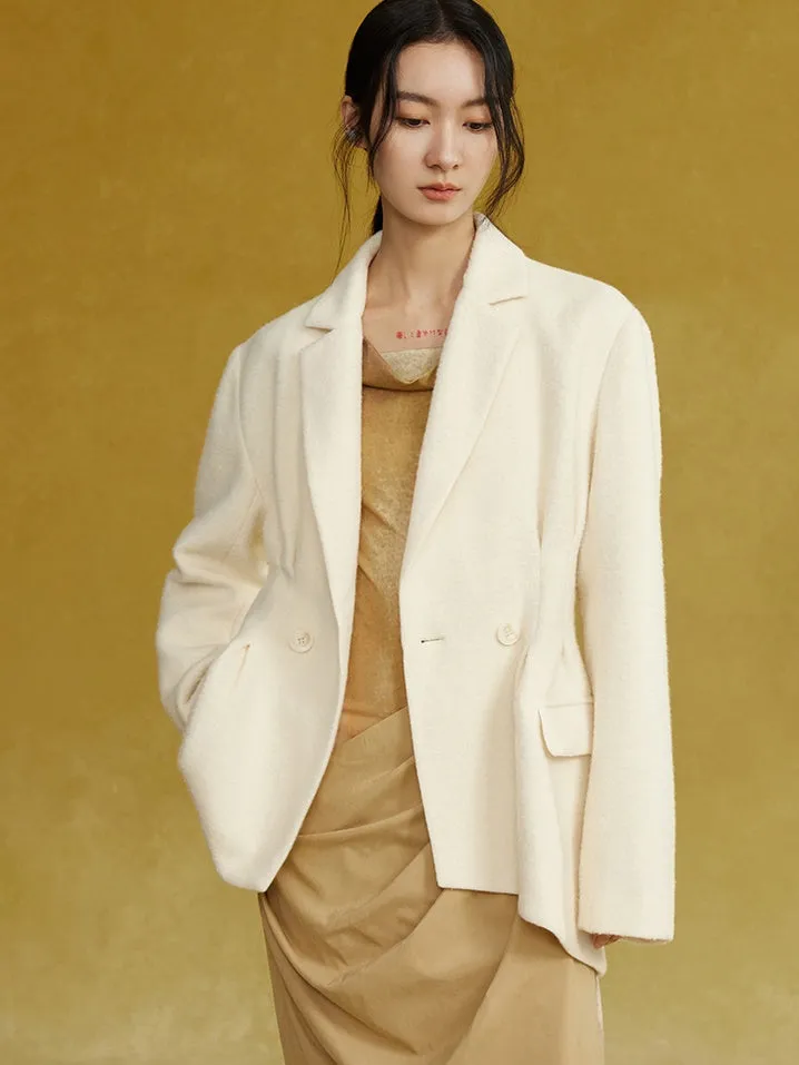 Pleated Irregular Hem Dropped Shoulder Jacket