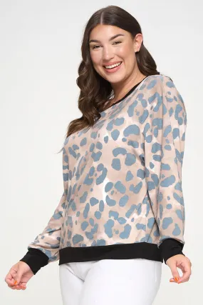 Plus Size Vintage Soft Leopard Crewneck Sweater