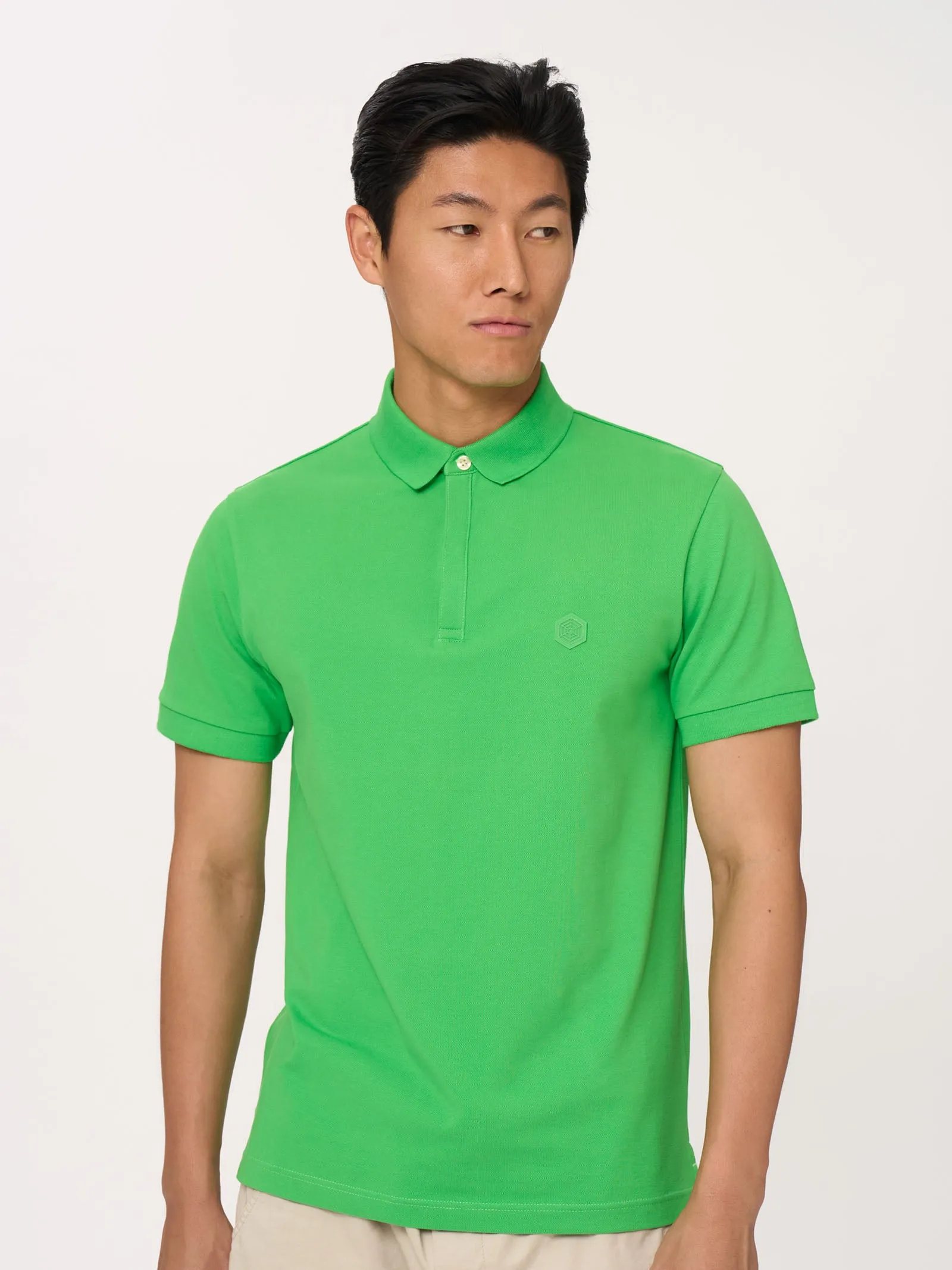 Polo in Eco Cotton Piquet Stretch - Nero