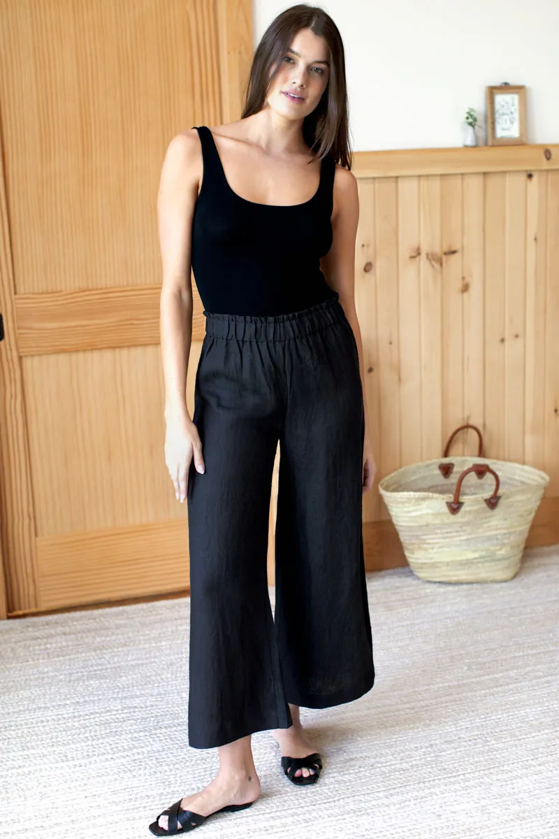 Pull On Pant - Jet Black Linen